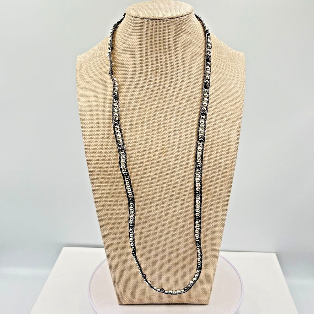 Vintage Boho Silver Mixed Bead Brown Leather Wrap Necklace Bracelet Adjustable‎